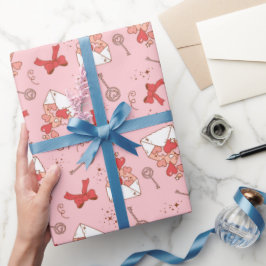 Papel de regalo retro del Día de San Valentín