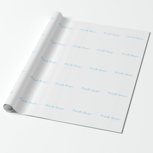 Papel De Regalo Retro Elegante De Estilo Plain Sky Azul Blanco (Desenrollado)