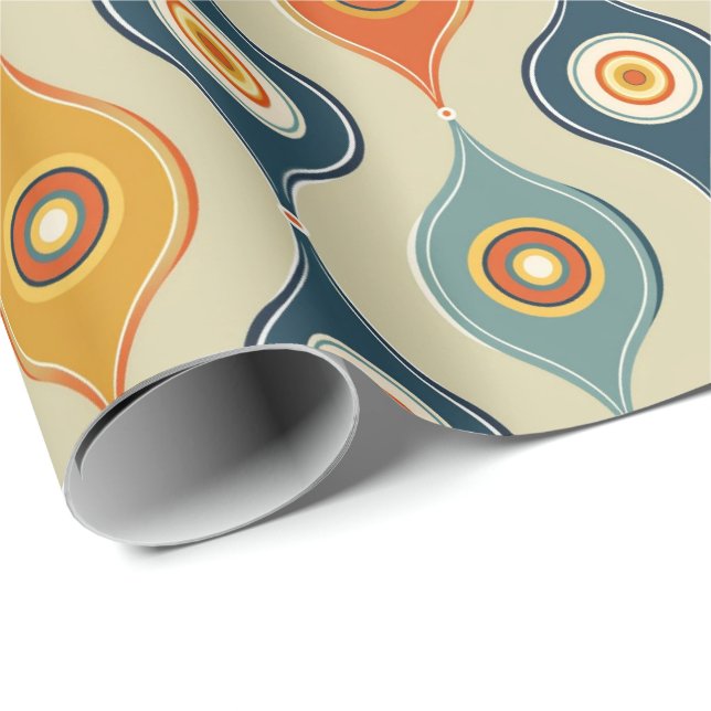 Papel de Regalo Retro en Forma de Lágrima – Vibran (Esquina del rollo)