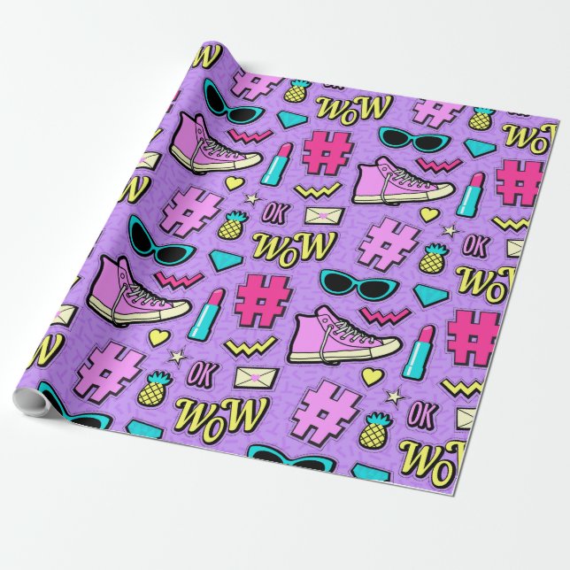 Papel De Regalo Retro en púrpura (Desenrollado)