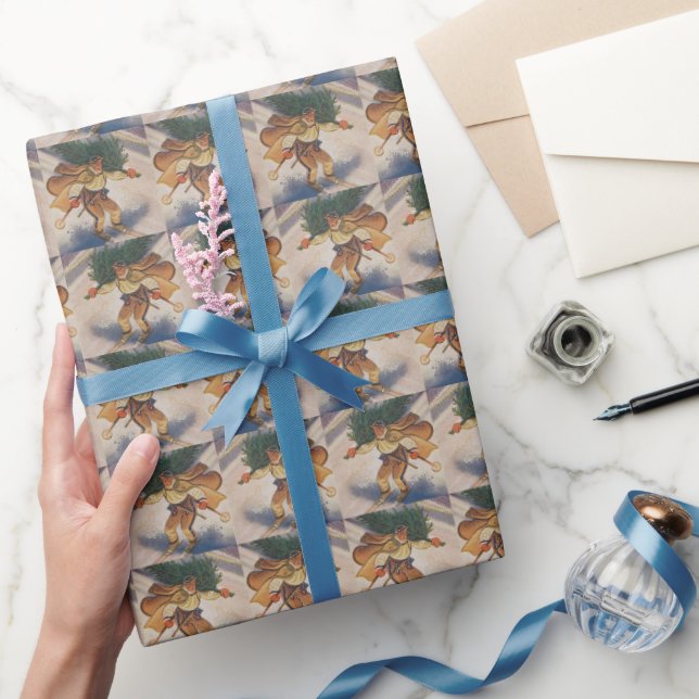 Papel De Regalo Retro Esquí vintage navidad (Regalar)