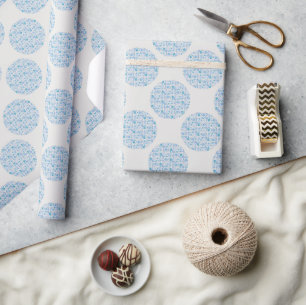 Papel De Regalo Retro Florals Berry Blues Polka Dot