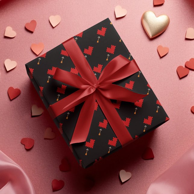 Papel De Regalo Retro Gamer 8 bits Corazón y flecha (Subido por el creador)