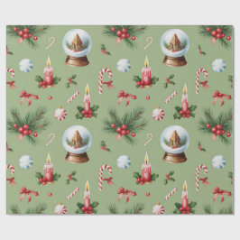 Papel De Regalo Retro Green Christmas Wrapping Paper