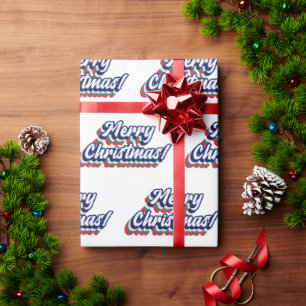 Papel De Regalo Retro Groovy Merry Christmas Typography años 70