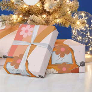 Papel De Regalo Retro Groovy un Daisy Flower Birthday Party Wrapp