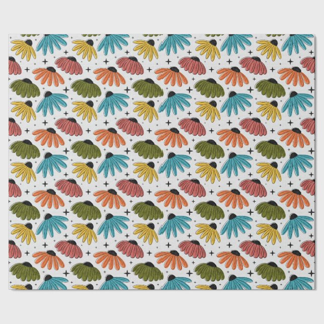 Papel De Regalo Retro Halftone Coneflowers (Costura)