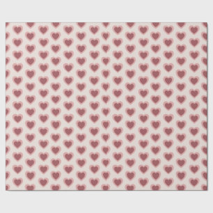 Papel De Regalo Retro Hearts Pink Burgundy Y2K Style
