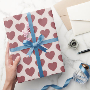 Papel De Regalo Retro Hearts Pink Burgundy Y2K Style
