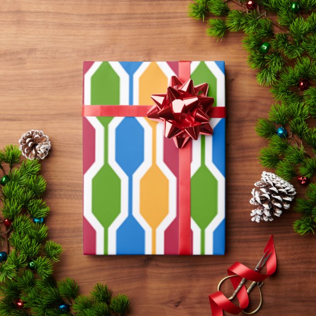 Papel De Regalo Retro Hexagons (Regalo de vacaciones)
