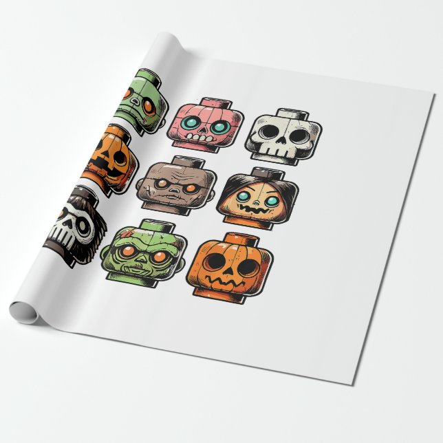 Papel De Regalo Retro Horror Ladoba Cabeza Asustada Máscara Hallow (Desenrollado)