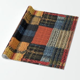 Papel De Regalo Retro Knit Patchwork - Acogedor Boho Vintage de ot