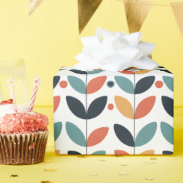 Papel De Regalo Retro Leaf Mid Century Moderno