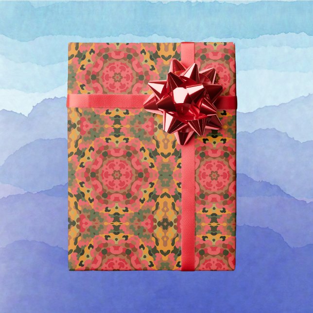 Papel De Regalo Retro Mandala Naranja rojo y verde (Subido por el creador)