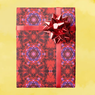 Papel De Regalo Retro Mandala rojo y púrpura