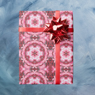 Papel De Regalo Retro Mandala rosa rojo y blanco