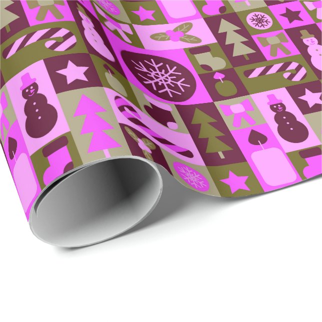 Papel De Regalo Retro Mezcla de Navidad Patchwork (Esquina del rollo)