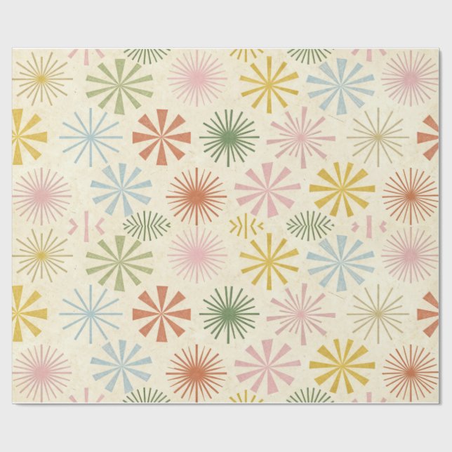 Papel De Regalo Retro Mid-Century Starburst Pattern Wrapping Paper (Superficie plana)