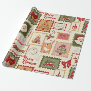 Papel De Regalo Retro Navidad Santa Collage Fiesta