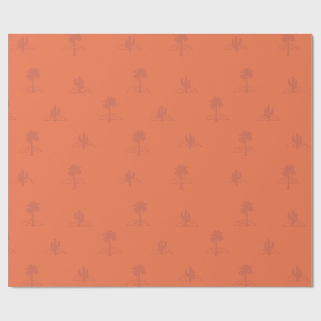 Papel De Regalo Retro Palm Springs Cactus in Earthy Colours  (Superficie plana)