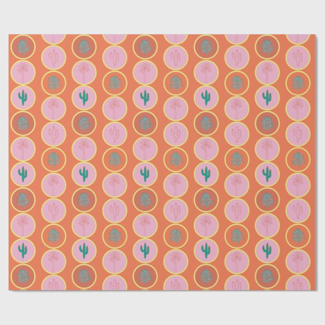Papel De Regalo Retro Palm Springs Geometric Circles Gift Wrft (Superficie plana)
