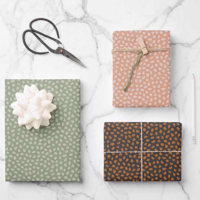 Papel de regalo retro pastel boho para Navidad (Anverso)