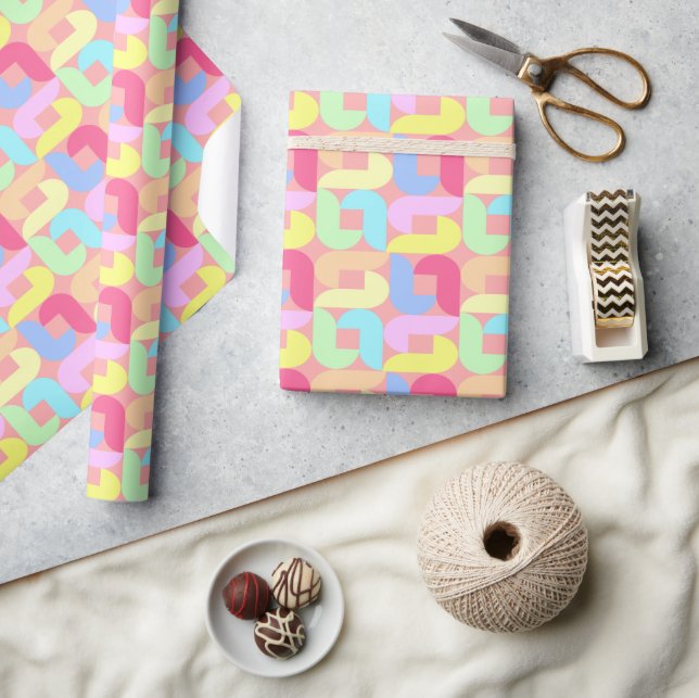 Papel De Regalo Retro Pastel Loops  (Artesanía)