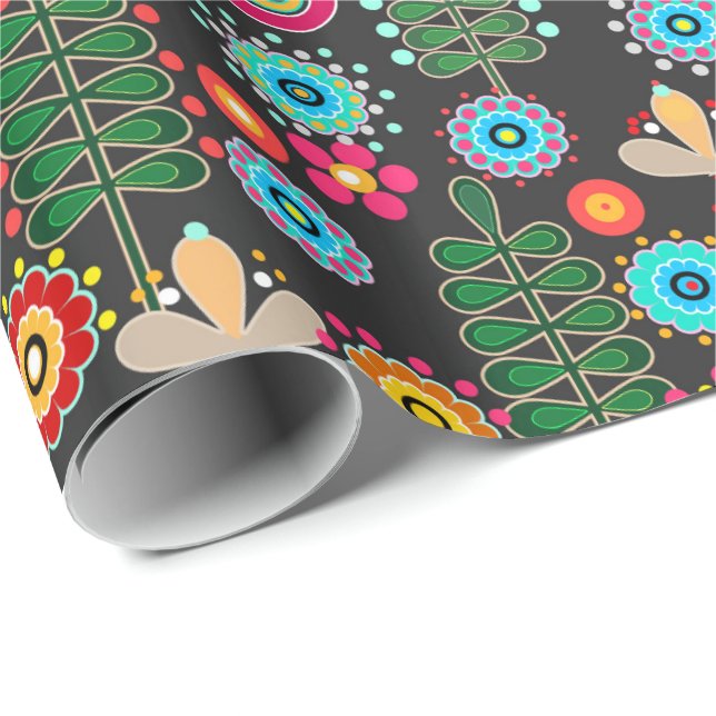 Papel De Regalo Retro, patrón de flor (Esquina del rollo)