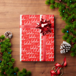 Papel De Regalo Retro Personalizado Fa la Script Rojo