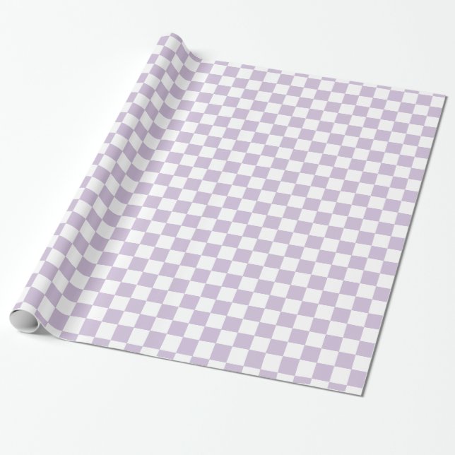 Papel De Regalo Retro Purple Check  (Desenrollado)