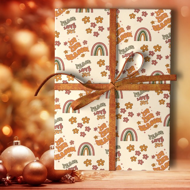 Papel De Regalo Retro Rainbow Flower Christmas (Subido por el creador)
