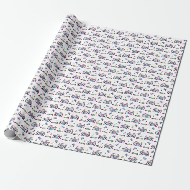 Papel De Regalo Retro Recorder Cinta sin problemas (Desenrollado)