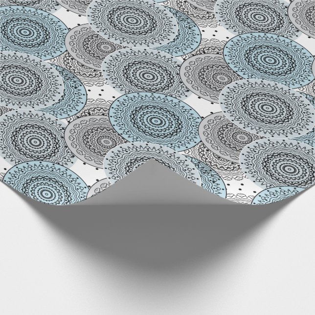 Papel De Regalo Retro, retro, azul y gris, elegante (Esquina)