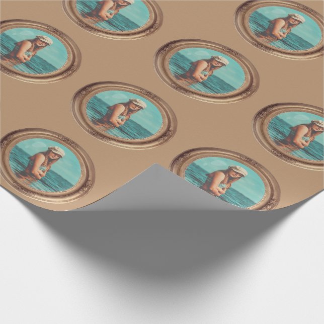 Papel De Regalo Retro Retro Retrato de estilo Dorado (Esquina)