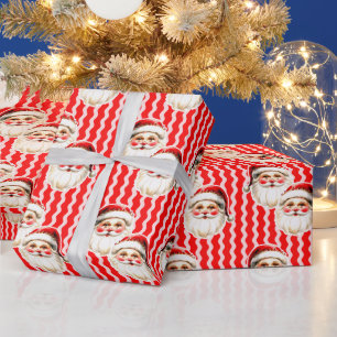 Papel De Regalo Retro Rojo Santa Claus Navidades de Ric Rac Rojo