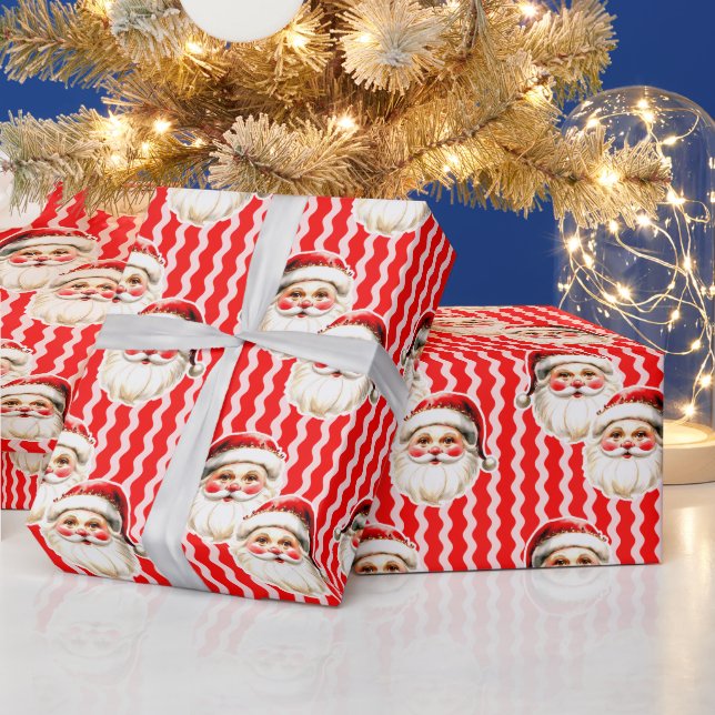 Papel De Regalo Retro Rojo Santa Claus Navidades de Ric Rac Rojo (Vacaciones)