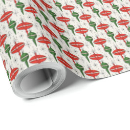 Papel de regalo retro rojo y verde de los