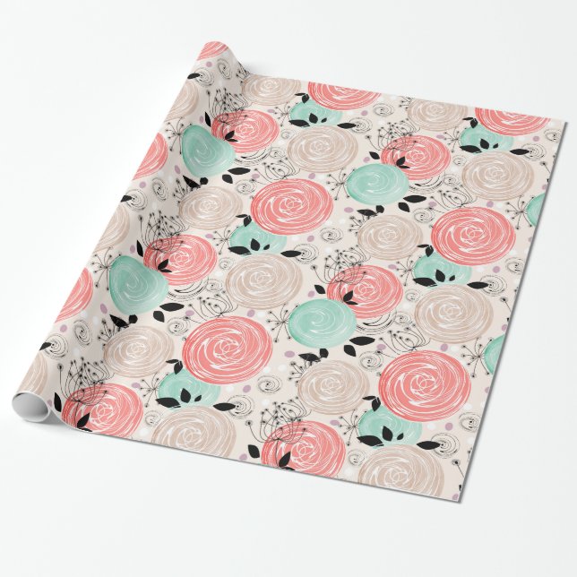 Papel De Regalo Retro, rosas (Desenrollado)