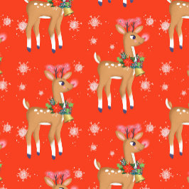 Papel De Regalo Retro Rudolph Reindeer Red
