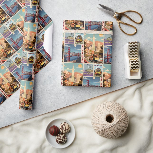 Papel De Regalo Retro San Francisco Patchwork (Artesanía)
