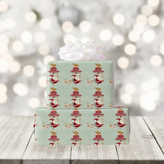 Papel De Regalo Retro Santa Claus Corta Con Presentes (Subido por el creador)