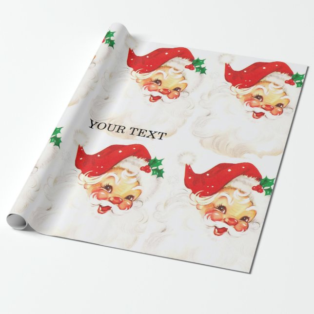 Papel De Regalo Retro Santa Claus, Navidades dulces (Desenrollado)