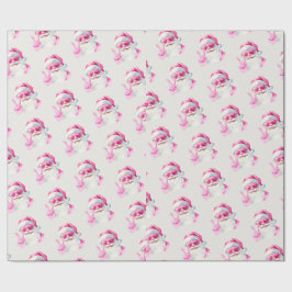 Papel De Regalo Retro Santa Face Peace Sign Christmas White