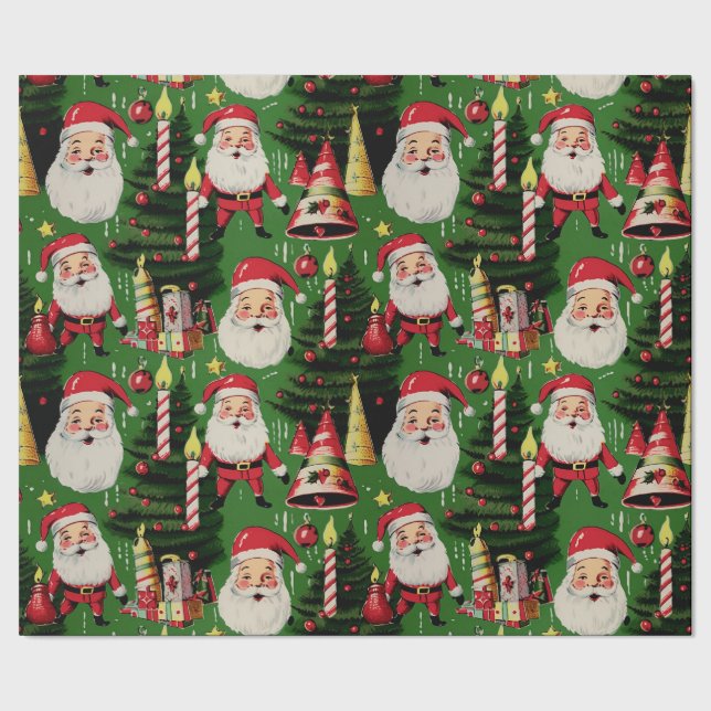 Papel De Regalo Retro Santa Holiday Delicios 2 (Costura)