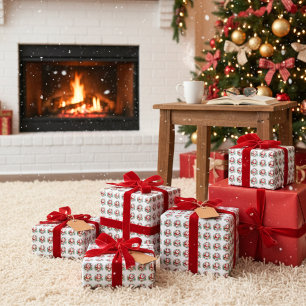 Papel De Regalo Retro Santa Joy