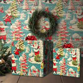 Papel De Regalo Retro Santa Wonderland 2