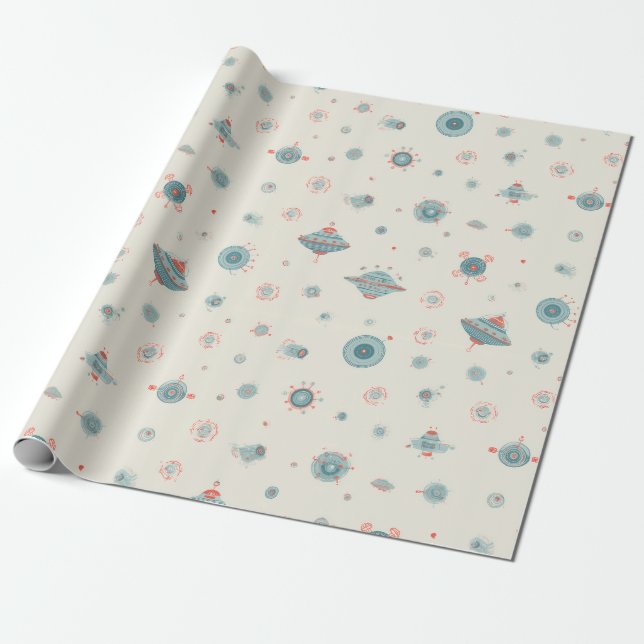 Papel de regalo Retro Sci-Fi (Desenrollado)