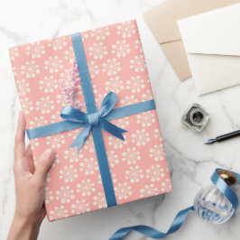 Papel De Regalo Retro Snowflake en rosa Rosa