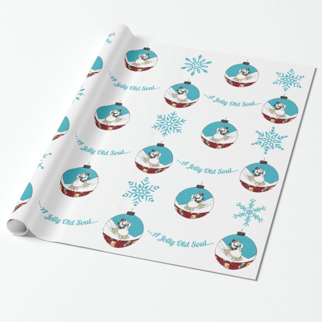 Papel De Regalo Retro - Snowman (Desenrollado)