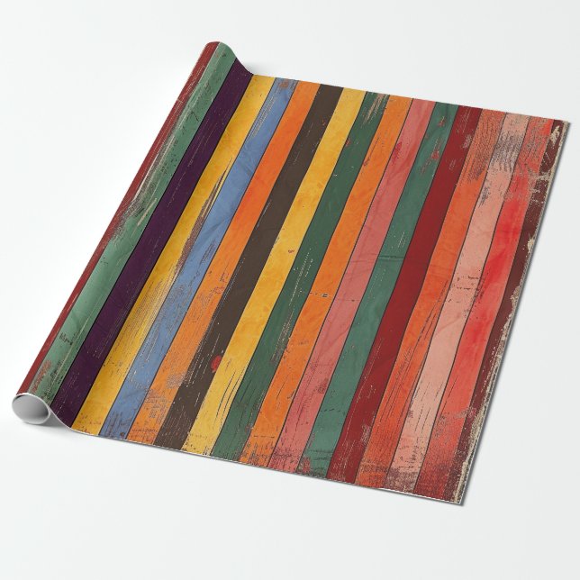 Papel De Regalo Retro Striped (Desenrollado)